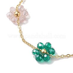 Pulseras de eslabones de flores de vidrio galvanizado&nbsp;BJEW-JB10265