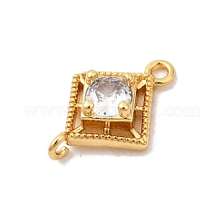 Ciondoli di collegamento a forma di rombo in ottone con zirconi cubici trasparenti&nbsp;X-KK-P340-43G