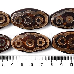 Oval mit 3-Augen-Muster tibetischen Stil Dzi Perlen Stränge&nbsp;G-NH0001-14B