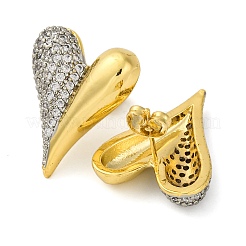 Pendientes con forma de corazón de latón chapado en rack y micro pavé de circonitas cúbicas transparentes&nbsp;KK-M021-03G