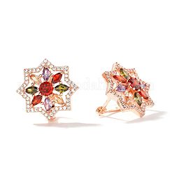 Eleganti orecchini a cerchio in ottone con zirconi cubici colorati a forma di fiore&nbsp;YU9801-1