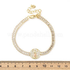 Braccialetti da donna con catena a maglie rettangolari in ottone con micro pavé di zirconi trasparenti&nbsp;BJEW-U044-01A-G