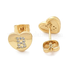 Orecchini a bottone con micro pavé di zirconi chiari in ottone placcato cremagliera&nbsp;EJEW-K299-01G-B
