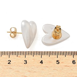 Orecchini a bottone in plastica e acciaio inossidabile 304 con perle finte&nbsp;EJEW-R030-01G-04