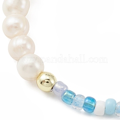 3 Stück 3-farbiges Glassamen- und Naturperlen-Armbandset mit geflochtenen Perlen&nbsp;BJEW-JB09572