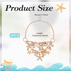 2 stücke sommer strand natürliche shell & harz imitation perle bib halsketten&nbsp;NJEW-UN0001-55