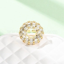 Verstellbare Manschettenringe aus Messing mit Mikropflaster und Zirkonia für Damen&nbsp;RJEW-B139-05G