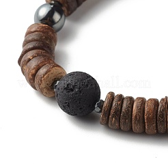 Natürliche KokosUnterlegscheibe Perlen Stretch Armbänder Set für Männer Frauen&nbsp;BJEW-JB06771