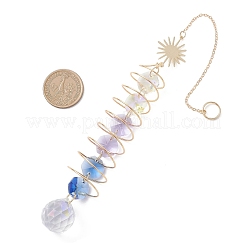 Acchiappasole pendenti con perline rotonde e ottagonali in vetro&nbsp;HJEW-JM04606-02