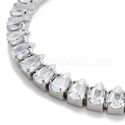 Messing Pavé klare Zirkonia Tropfen Box Kette Schieber Armbänder&nbsp;BJEW-YWC0002-07P