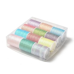 12 Rolle 12 Farben 6-fädiges Polyester-Metallic-Stickgarn&nbsp;OCOR-L046-01B