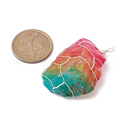 Gros pendentifs enveloppés de fil de cuivre de quartz naturel brut brut galvanisé&nbsp;PALLOY-JF02283-02