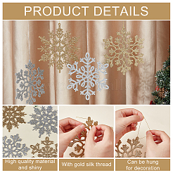 12 set di 6 decorazioni natalizie in plastica con pendenti a forma di fiocco di neve&nbsp;AJEW-GA0006-04
