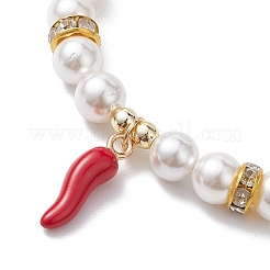 Braccialetti elasticizzati con perline di conchiglia rotonde da 8 mm&nbsp;BJEW-JB10241