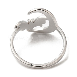 Anillo ajustable de luna con murciélago de acero inoxidable 304 antideslustre para mujer&nbsp;LS-RJEW-M149-04P