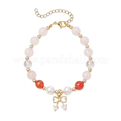 Braccialetti elastici con perle rotonde di agata striata naturale&nbsp;BJEW-JB11916-01