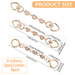 6 pièce 3 styles de chaînes d'extension de sac papillon en verre et émail&nbsp;FIND-FH0016-70