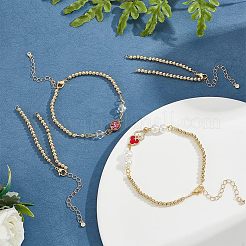8 Stück halbfertige Armbänder aus runden Messingperlen&nbsp;AJEW-NB0003-64