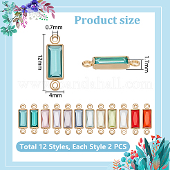 24 pz 12 colori k9 charms connettore in vetro&nbsp;KK-UN0005-52