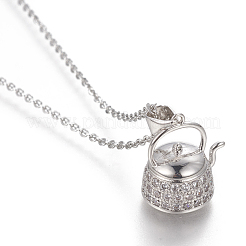 Colliers en laiton avec pendentif avec zircone cubique de micro pave&nbsp;NJEW-I230-11