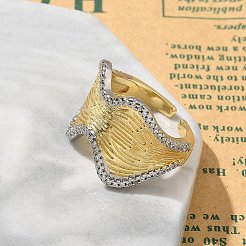 Manschettenfingerringe aus Messing mit Mikropflaster und klarem Zirkonia für Damen&nbsp;RJEW-B112-11GP