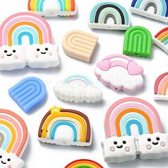 Perles focales en silicone écologiques de qualité alimentaire arc-en-ciel&nbsp;SIL-CJ0001-78
