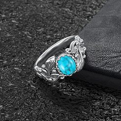 Anillos de dedo de aleación de zinc con turquesa sintética&nbsp;FS-WGE57A9-03