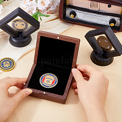 1 caja magnética rectangular de madera para monedas conmemorativas.&nbsp;CON-DC0001-26