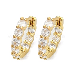 Orecchini a cerchio in ottone con zirconi cubici chiari micro pavè&nbsp;EJEW-D311-136G