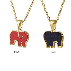 Elegantes collares colgantes de elefante de doble cara de acero inoxidable y resina para mujer&nbsp;MJ8222-1