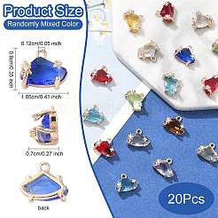 20 pièce en laiton micro pavé de zircone cubique avec breloques en verre&nbsp;KK-YW0002-94