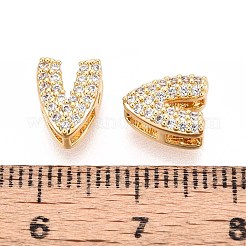 Perle di zirconi cubici trasparenti in micro pavè di ottone&nbsp;KK-T071-17G-V