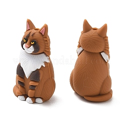 Cuentas focales de silicona de grado alimenticio con forma de gato Maine Coon&nbsp;SL-CBAAE23-03