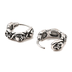Boucles d'oreilles créoles en acier inoxydable chirurgical 316 sur le thème du crâne pour femmes et hommes&nbsp;EJEW-D096-04B-AS