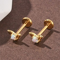 Boucles d'oreilles à tige en acier inoxydable 304 avec opale synthétique&nbsp;EJEW-B143-01G-05