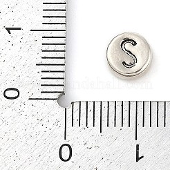 925 perle ronde plate en argent sterling avec lettres&nbsp;LS-STER-G044-01AS-S