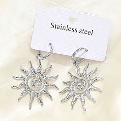 Pendientes de aro de sol de acero inoxidable 304&nbsp;EJEW-M073-01P