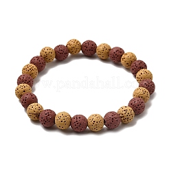 7 bracciale elastico con perline rotonde in pietra lavica naturale tinta in 7 colori per uomo e donna&nbsp;BJEW-JB12334