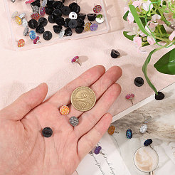 40 Stück 10 Farben Druzy Harz mit Messing Brosche&nbsp;AJEW-CA00027