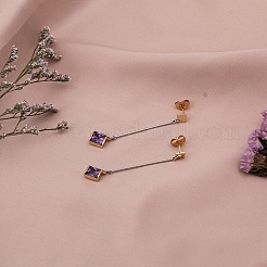 Orecchini pendenti in ottone con micro pavé di zirconi&nbsp;EJEW-EE0004-22GP-04