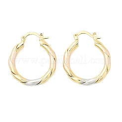 Orecchini a cerchio intrecciati in ottone bicolore&nbsp;LS-EJEW-B117-06A-M