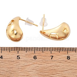 Tropfenförmige Ohrstecker aus Messing&nbsp;EJEW-K286-08G