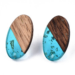Accessoires de boucles d'oreilles en résine transparente et bois de noyer&nbsp;MAK-N032-005A-F01