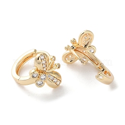 Orecchini a cerchio in ottone con zirconi cubici chiari micro pavè&nbsp;EJEW-C121-15G