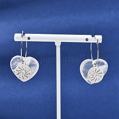 Pendientes de aro de cristal de cuarzo natural y acero inoxidable 304 para mujer&nbsp;EJEW-G475-01P-01
