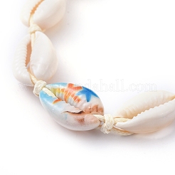 Braccialetti di perline intrecciati stampati conchiglia stampata regolabile&nbsp;BJEW-JB05154-03