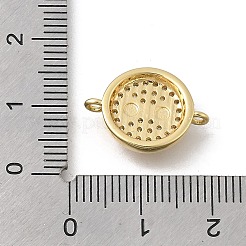 Messing Micro Pave Zirkonia flache runde Glieder Verbinder Charms&nbsp;KK-D431-081G-01