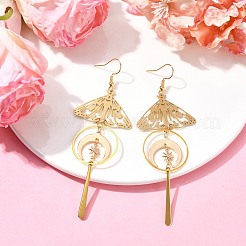 Orecchini pendenti con farfalla e luna in ottone&nbsp;EJEW-TA00365