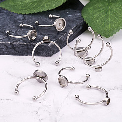9 Stück 3 Stile 304 Edelstahl Manschettenpolster Ring Einstellungen&nbsp;STAS-PJ0001-16P