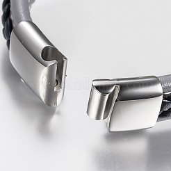 Braccialetti da uomo in cordoncino di cuoio intrecciato&nbsp;BJEW-H559-22A